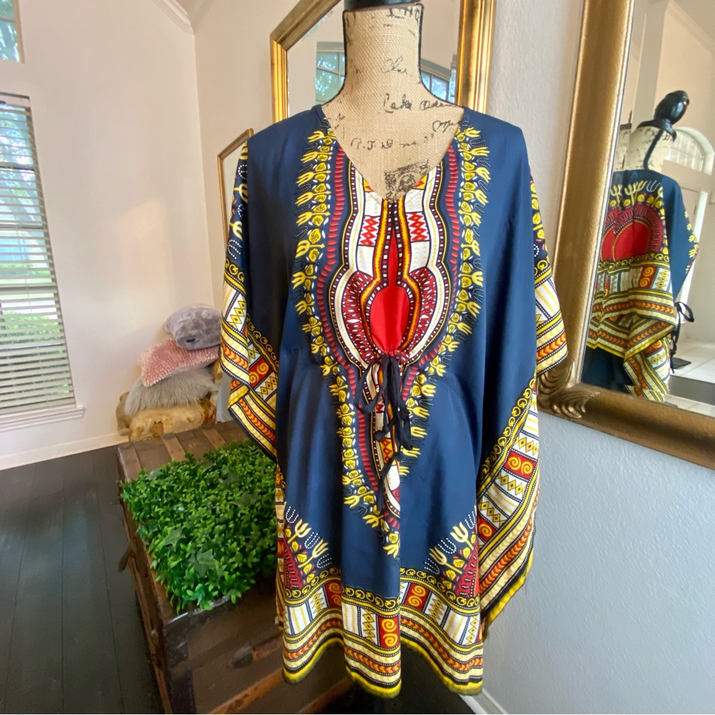 Multi Colored Coverup Drawstring Around Waist For Adjustments